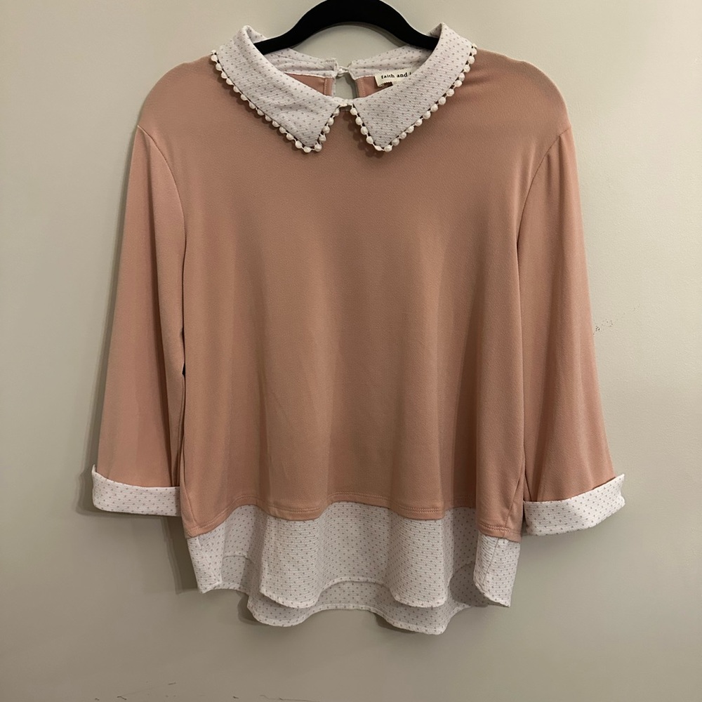 Women’s Large Pink Collared Blouse